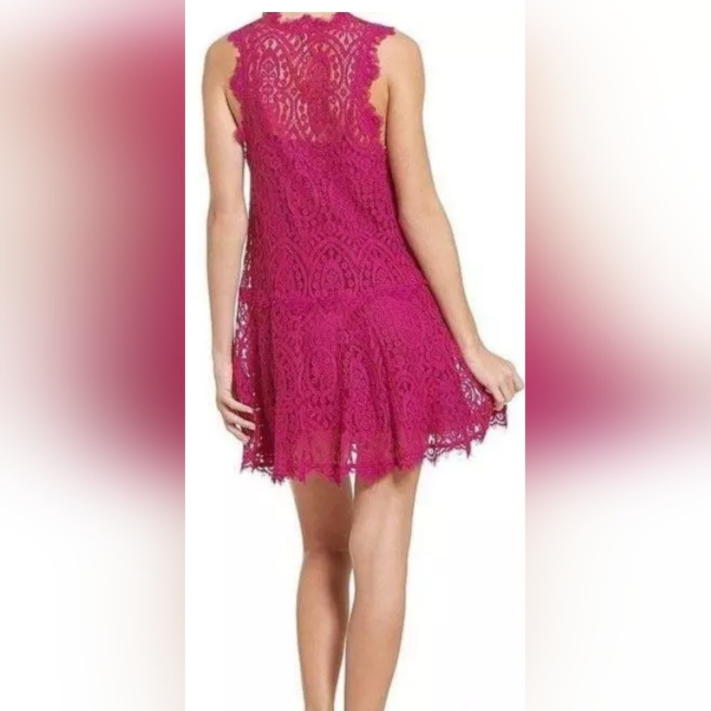 Free People Size S Heart In Two Orchid Fuisha Crochet Lace Mini Dress MRP $108 - Picture 12 of 12